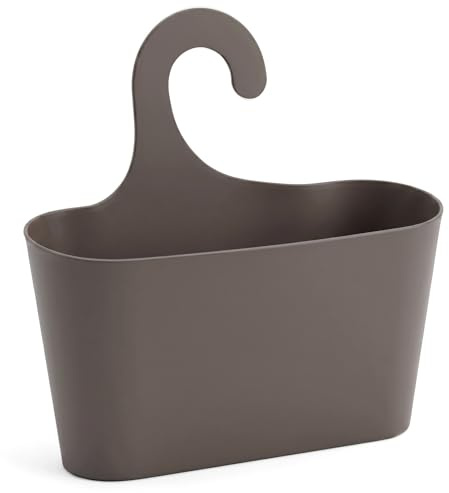universal Duschkorb mit Haken zum Einhängen Duschregal Badregal Bad Utensilo Utensilo für Bad/Küche/Werkstatt, Hängeregal Hängekorb Kunststoff (Taupe)