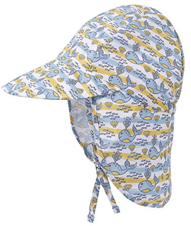 Chapeau de Soleil pour Bébé avec Protection du Cou Casquette de Visière Respirant Séchage Rapide Sunhat Bonnet avec Jugulaire, Chapeau de Plage Anti-UV pour Enfant Été Plage Natation Pêche Voyage
