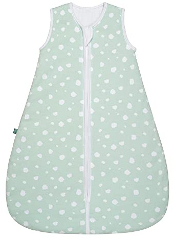 emma & noah Premium Baby Schlafsack, Flauschig Weich, Bequem & Atmungsaktiv, 100% natürliche Baumwolle, Oeko-TEX Zertifiziert Großzügige Bewegungsfreiheit, 2.5 TOG (Punkte Mint, 70 cm)