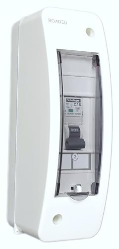RoadEu - Leitungsschutzschalter, Stromverteiler C16A 1P 230V - Leistungsschalter, Sicherungskasten, Aufputz Verteiler
