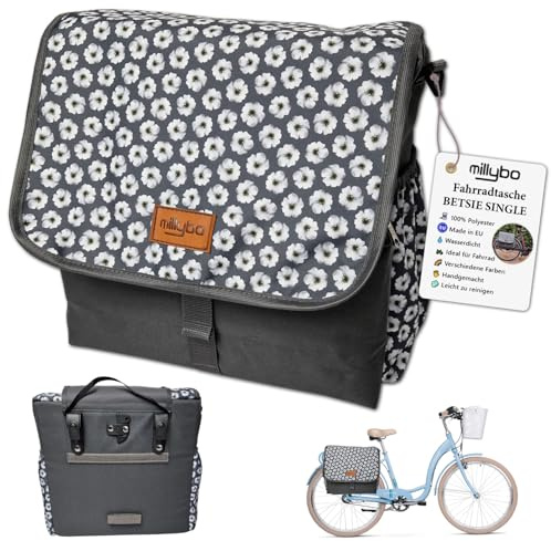 millybo BETSIE Single Gepäckträgertasche Fahrradtasche Gepäckträger Tasche Fahrrad Tasche viele Muster (105.002 Graphite)