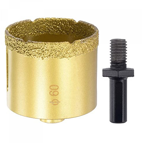sourcing map Brazed Diamond Core Drill Bits 60mm Hole Saws with M10 Arbor Adapter for Porcelain Tile Marble Concrete Stone Brick