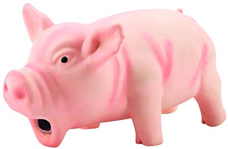 lyrlody Quietschendes Schwein-Spielzeug aus Latex, Zahnreinigung, Interaktives Quietschendes Spielzeug, Niedliches Interaktives Schwein, Hundespielzeug, Kau-Quietsch-Spielzeug, 16 × 8 × 8 cm(Rosa)