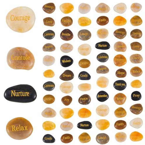 40 Stück Gravierte Inspirationssteine Verschiedene Wörter Ermutigung Steine Motivierende Geschenke Gartensteine mit Worten Positive Steine für Freunde Familie als Weihnachten Thanksgiving Geschenk