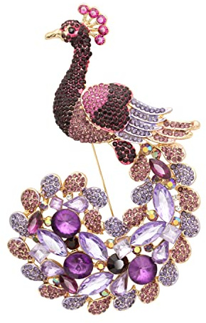 KristLand Zarte Große Pfau Tier Brosche Anstecknadel Zierliche Strass Kristall Brosche Mode Schmuck Accessoires für Schal Party Geburtstags Geschenkbox für Damen Herren