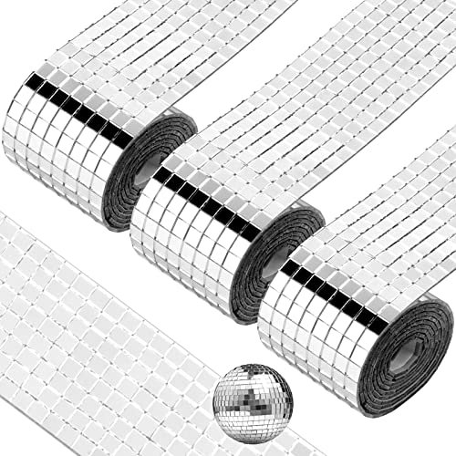 Towviy 4800 mini calcomanías de mosaico de espejo, 3 rollos de mini adhesivos cuadrados de cristal para decoración de manualidades, 5 mm x 5 mm