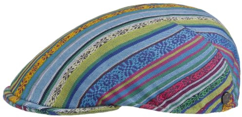 LIERYS Fresh Stripes Flatcap Schiebermütze Herren Atmungsaktiv Made in Italy Frühjahr Sommer blau M (56-57 cm)