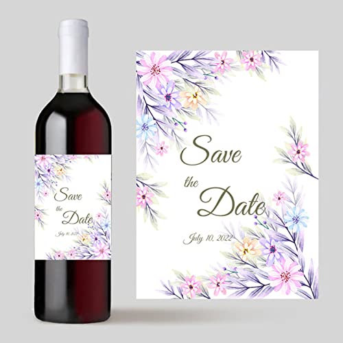 20 Stück benutzerdefinierte Hochzeit Wein Etiketten Sticks,Hochzeit benutzerdefinierte Aufkleber fügen Sie Ihr Bild, Süßigkeiten Gefälligkeiten Geschenk Flasche Etiketten (13,9 x 12,7 cm)