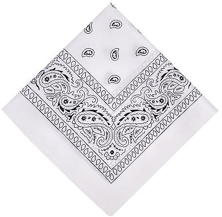 Aomig Pañuelos Cabeza Mujer, Pañuelo Pirata con Diseño Único Estampado, Bandana Hombre de Moda y Deporte, Pañuelos de Colores Unisex para Cuello, Cabeza, Muñeca, Adultos y Niños, 54 X 54cm (Blanco)