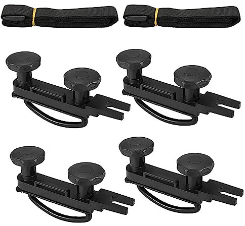 Funmo 4Pcs Universal Roof Box Car Van Mounting Fitting Set, Roof Box U Bolts Clamps, Roof Box U Bolts with 8 Heavy Duty Lock Nuts and 2 Bandages, Roof Bar Mounting U Bracket ﻿