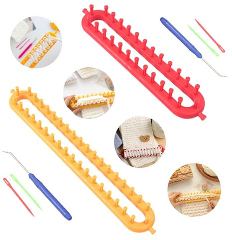 Tcdwla Strickmaschine, Strickring, Webrahmen, Knitting Machine für Handgestrickte Schals für Erwachsene (36cm) und Kinder (26cm), mit 2 Haken & 2 Wolle Nadel, für Anfänger und Strickliebhaber