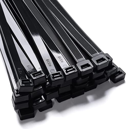 Akyandoo XXL Kabelbinder 10 x 1000mm Industrie Qualität 10mm breit 100cm lang 90KG Zukraft Stark, lang und breit Schwarz - Black 10 Stück - 10 Stk.