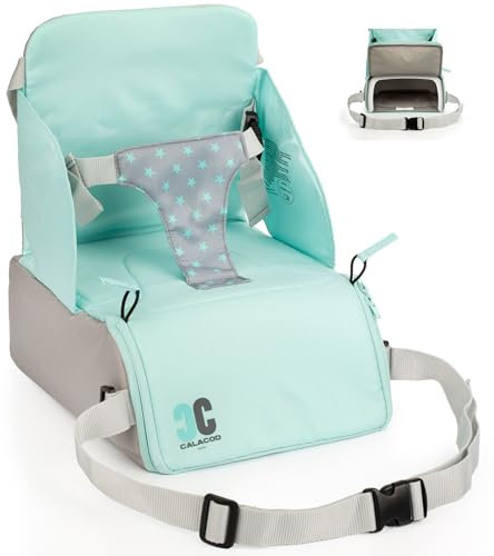 CALACOD - Trona portatil bebe de diseño - 2 en 1: Trona de viaje + bolsa gran capacidad - Alzador/Elevador silla para mesa de comer - Trona plegable ligera: 6m/3 años(15kg) - Color UNISEX
