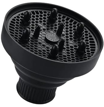 Hair Diffuser, Diffuser Hair Dryer, Diffuser Hair Dryer Attachment, with Silicone Adapter, Foldable Hair Dryer Diffuser Attachment for Curly or Wavy Hair Styling, Black