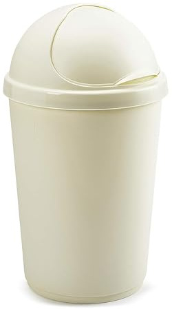 VR7 25L CREAM Kitchen Bullet Bin, Rubbish Bin with Large Opening Flap, Plastic Bin, Ideal Dustbin for Home, Bedroom, and Office Use, Plastic Kitchen Bin, Waste paper Bin, Indoor Trash Basket