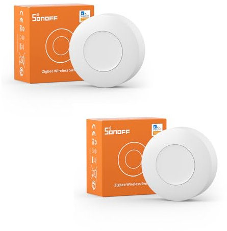 2 Pack SONOFF SNZB-01P Zigbee Wireless Switch, 2 Way Control Supports to Create Smart Scenes, Trigger The Connected Devices on eWeLink APP,5 Years Battery Life,Requires Zigbee Hub