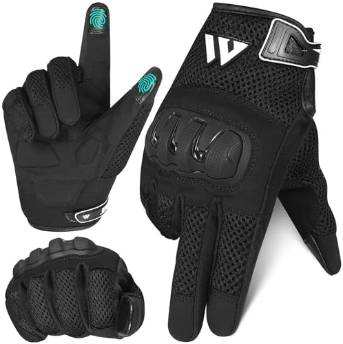 WFX Guanti da moto in rete traspirante, guanti protettivi da moto, dita intere, touchscreen, MTB, equitazione, BMX, ATV, ciclismo, corsa, arrampicata, motocross, per uomini e donne