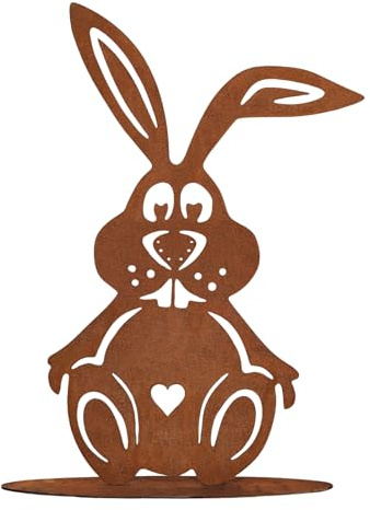 Osterhasen Figuren Groß,30 x 20 cm Rost Gartenstecker Osterdeko Outdoor | Frühling Rost Metall Hase Gartendeko,Osterhasen Deko aus Eisen für den Garten,Balkon & Terrasse