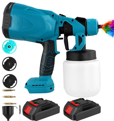 Pistola a Spruzzo per Verniciare, Aerografo per Verniciare HVLP Pistola a Spruzzo Elettrica Flusso Massimo di 800ml/min con Contenitore da 1000 ml/ 3 Modalità/3 Ugelli