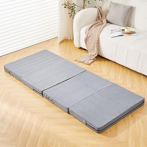DUOLEH Klappbare Couchbetten, Wohnwagen-Matratze mit rutschfester Unterseite, waschbare Fußmatten, Gästebett, Matratze für Reisen, Camping, Wohnheim, Möbel, Schlafzimmer, Bett in einer Box (200 x 90 x