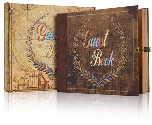 libro de visitas bodas - libro de mensajes retro de tapa dura de 124 páginas, álbum de recortes de memoria, boda funeraria, bautismo, ducha de bebé o libro de registro de invitados de cumpleaños