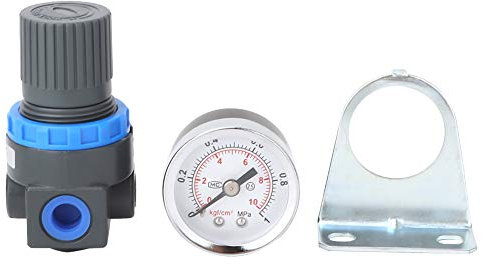 Respicefinem AR2000 pneumatisches Druckregler-Messgerät-Set aus Aluminiumlegierung G1/4 Zoll Kompressor-Steuerventil mit Halterung Bereich 0 05–0 85 MPa