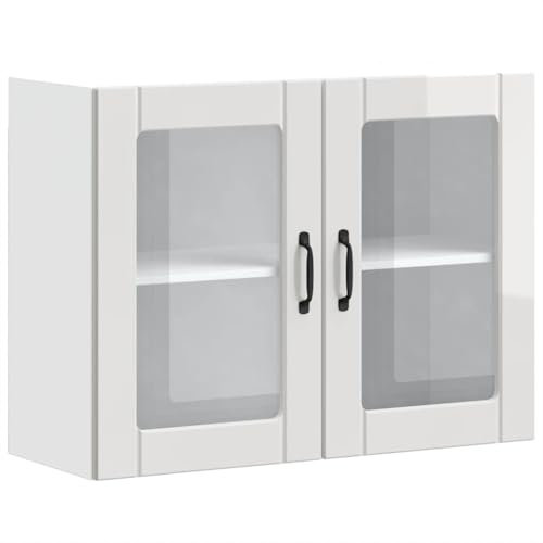 vidaXL Armario Pared Cocina Puerta Cristal Lucca Blanca Alto Brillo