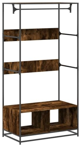 vidaXL Garderob rökfärgad ek 90x50x180 cm konstruerat trä, hatthyllor, klädstång, klädförvaring, klädskåp, klädstänger, jackhängare, garderob