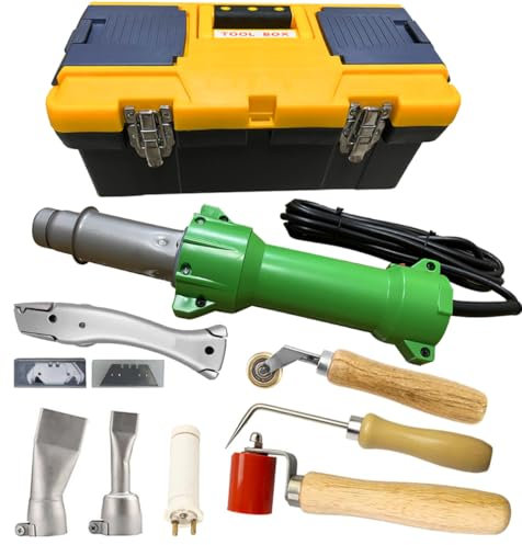 1600W Les Thermique Pistolet à Air Chaud Torche de Soudage Plastique Soudeur, éclairage LED, Ensemble d’outils de Réparation de Soudage de Revêtement de sol Sonde de Testeur de Joint et Buses Soudage