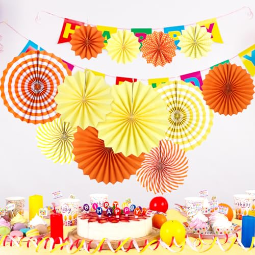 12 Stück Papier Fächer Dekoration Hanging Party, panemy Fans Papier, | Party Deko Set für Weltmeisterschaft Geburtstag Hochzeit Abschlussfeier Veranstaltungen Zubehör Kombination (B)