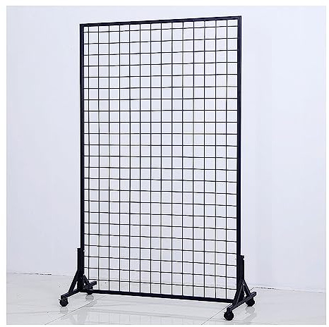 Floor Standing Gridwall Mesh Display Panel with Wheels Black 60x160CM Retail Shopfitting Wire Gridwall Storage Units for Shop Market Display Racks and Partition Screen Grid Mesh