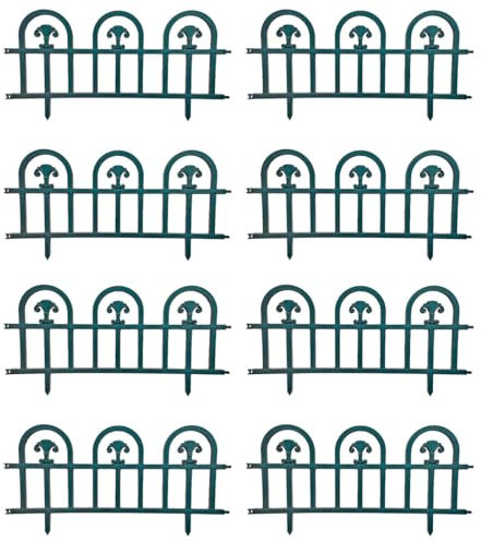 Tradineur Lot de 8 clôtures en plastique décoratives de jardin, bordure pour pelouse, plantes et fleurs, décoration d'extérieur (turquoise foncée-60 x 30 cm)