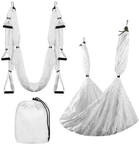 Wuyangcun Aerial Yoga Hammock 250x150cm/98.43x59in Parachute Fabric Swing for Inversion Fitness (White)