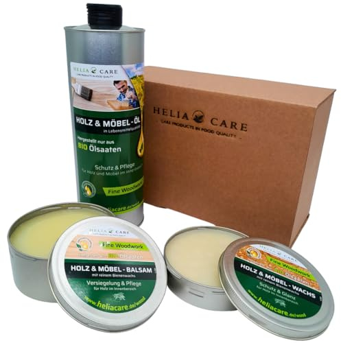 BIO Holzpflege Nachfüll Set - Premium Holzöl, Holzbalsam & Holzwachs - Farblose Möbelpflege mit Bienenwachs - Möbelpolitur aus Deutschland