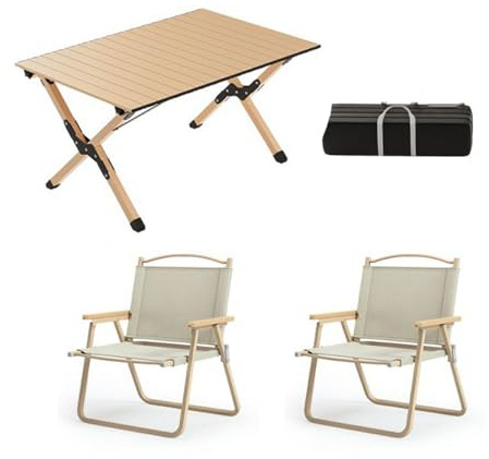 LMRJHAZ Picknicktischluft Set mit 3 Camping-Tischluft mit Aluminium-Roll-up-Rucksacktisch und Rasenluft tragbares Klappfell für den Innenraum im Freien