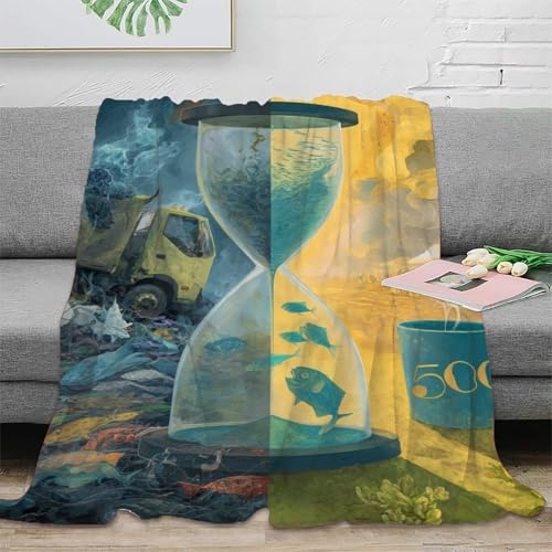 SHUNXIFQ 3D Printed Time Hourglass Throw Blanket Ultra-soft Super Soft Cozy Fuzzy Warm Throws with Anti-wrinkle Lightweight for Home Couch Bed Sofa Cozy Warm 70x80inch(180x200cm)