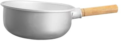 GLEAVI Cucharón para Agua Pequeño 19,5 Cm Mango de Madera Aluminio Grueso Resistente Multiusos para Baño Cocina Hogar Utensilio Reutilizable