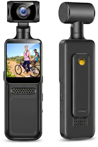 Elprico 4K WIFI Action Camera, 180° Rotating Lens Wearable Body Camera 40MP Image with 1.3 Screen 1000mAh Battery, for Vlogging Travel Outdoor Sports