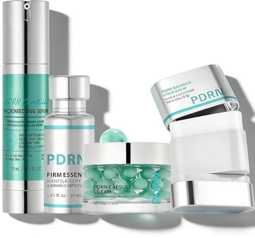 4-Step PDRN Korean Skin Care Sets & Kits: PDRN 100 Essence,Centella Microneedling Serum, Essence Stick Balm & Capsule Cream - Skincare Gift Set Pamper Gifts For Women, Nourishtion & Firmer Skin