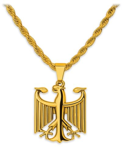 Soul-Cats Halskette mit Bundesadler Anhänger aus 316L Edelstahl, handpoliert, in Silber oder Gold, verschiedene Ketten & Längen 55–70 cm, Geschenkverpackung