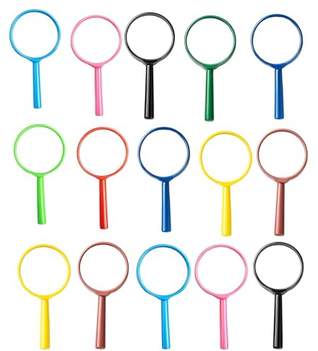 15 Stück Kinderlupe, Detektivkoffer Kinder Lupen Set, Lupenglas Für Kinder Outdoor, 12.5 * 6 cm, Bunt