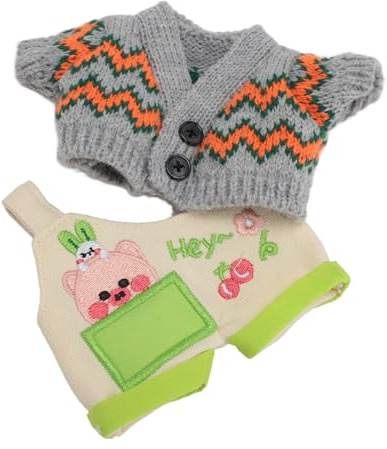 Generic Plushie Dockkläder, bomulls- och Tygdockkläderutrustning Passar Bekväm Bredd Applikation Mjuk för Födelsedag (Grå apelsin)
