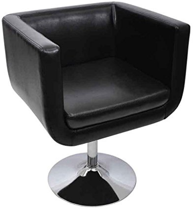 Loungesessel Clubsessel Cocktailsessel aus Kunstleder Höhenverstellbar und Drehbar Schwarz