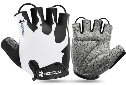 KONVINIT Guanti da ciclismo mezze dita unisex Guanti da bici traspiranti imbottiti senza dita con impugnatura antiscivolo per MTB,ciclismo su strada,palestra,Crossfit e sollevamento pesi