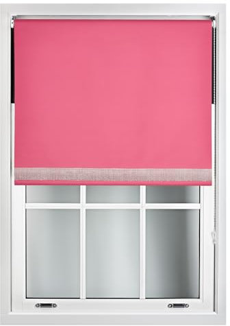 FURNISHED Verdunkelungsrollos mit Diamante-Kante – Verdunkelungsrollo mit Thermischer Stoffisolierung und Dekorativem Diamante-Glitzerbesatz, Fuchsie Bis zu 60W x 210L cm