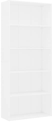 vidaXL Estantería de 5 Niveles Madera contrachapada Blanca 80x30x189cm