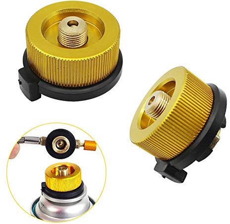 JustYit 2 Stück Camping Gasherd Adapter Gaskartuschen Adapter Tragbarer Gasofen Brenner Ventil Adapter für Butan-Kanister zum Einschrauben der Gaskartusche
