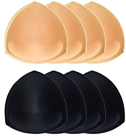 TopBine Removable Bra Pads Inserts Women's Comfy Sports Cups Bra Insert for BIkini Top Swimsuit (2 Beige 2 Black, B/C)