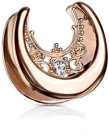 eeddoo Flesh Halbtunnel aus Edelstahl mit Filigranen Ornament und Kristall