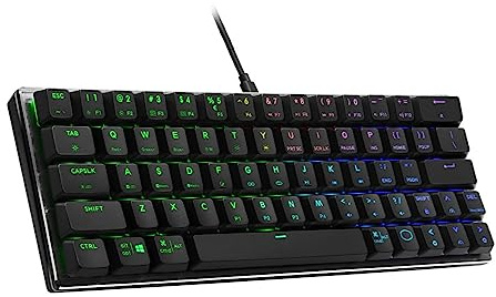 Cooler Master SK620 60% Space Gray Mechanical Low Profile Gaming Keyboard, Click Blue Switches, Customizable RGB, Ergonomic Design, USB-C Connectivity, Mac/Windows, QWERTY (SK-620-GKTL1-US)